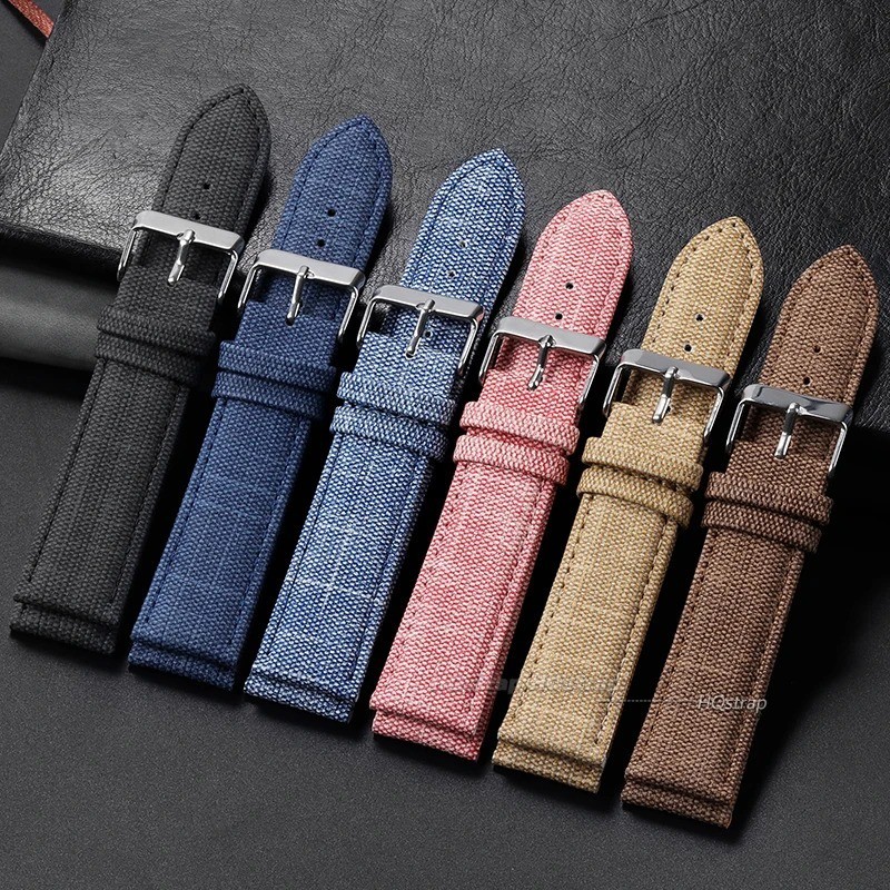 Nylon Canvas Watch Band Single Pass Strap 12/14/16/18/20/22mm Replacement