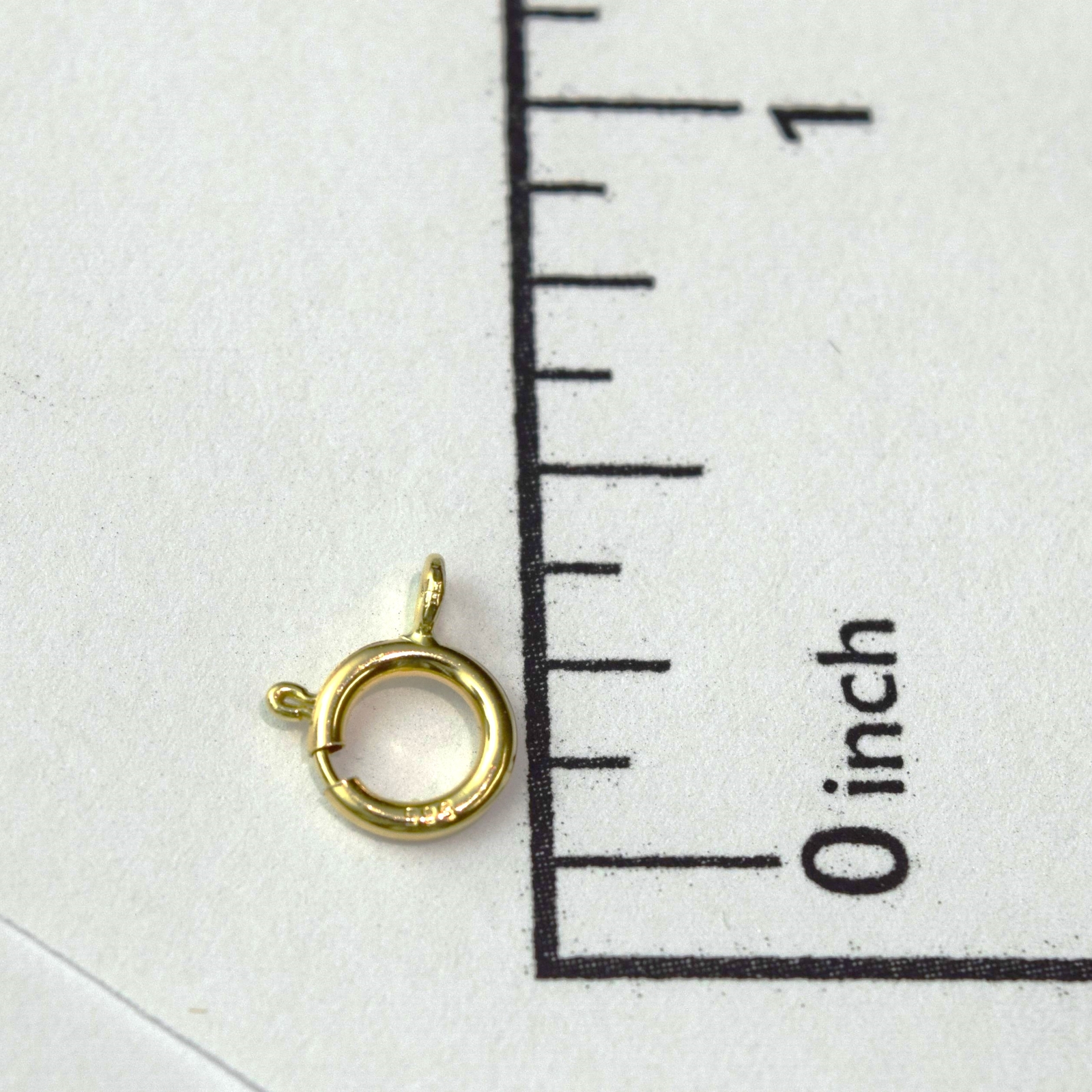 Italian Solid 14K Yellow Gold 6.0mm Spring Ring w/ Open Ring Clasp