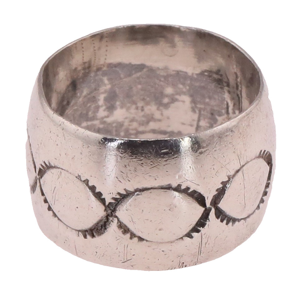 VTG Sterling Silver | Navajo Hand-Stamped Solid Cigar Band Ring | Size 7 | 10g