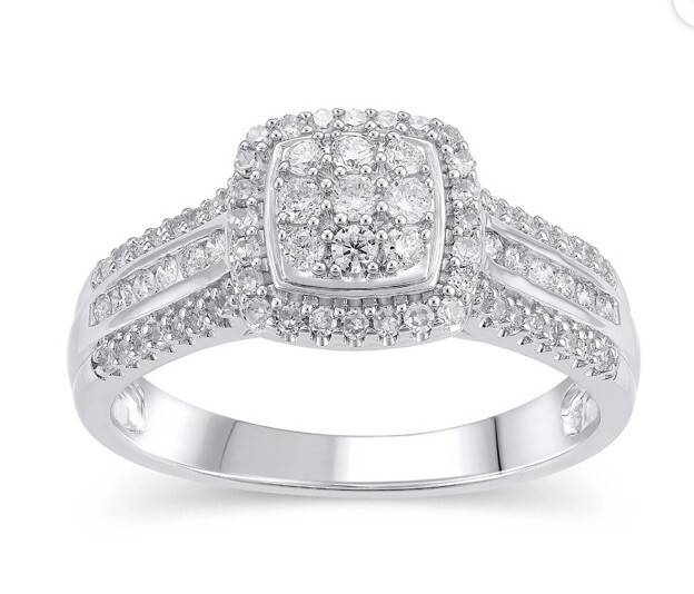 Brilliance Fine Jewelry Sterling Silver 1/2 CT Lab Grown Diamond Engagement Ring