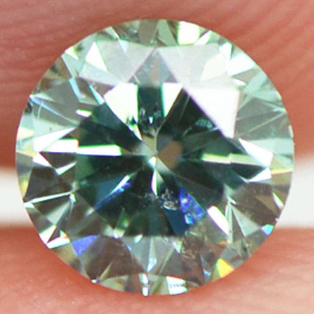 Round Shape Diamond Fancy Green Color SI1 Loose Real Enhanced 0.43 Carat 4.82 MM