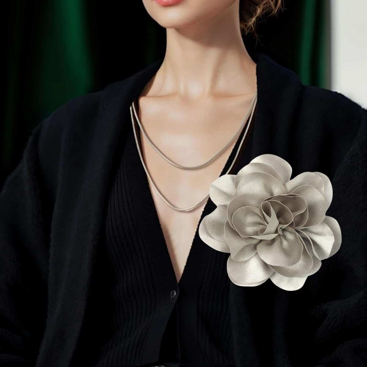 Large Rose Flower Brooches Chiffon Camellia Brooch Lapel Pins Hair Clips Hat Pin