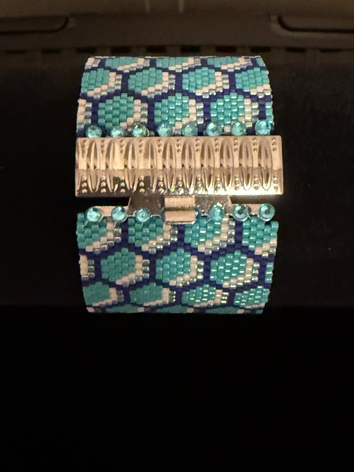 Handmade Honeycomb, Seed bead Bracelet. Length 7.5”.
