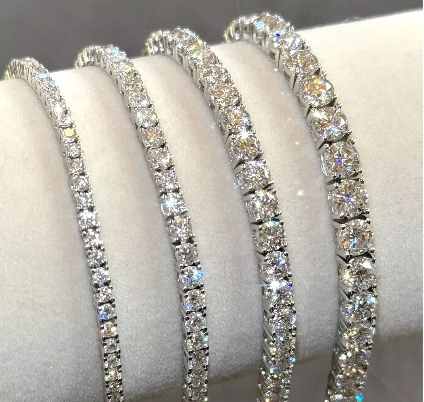 2-6.5mm D/VVS1 Moissanite Tennis Chain Bracelet 925 Sterling Silver PASS TESTER