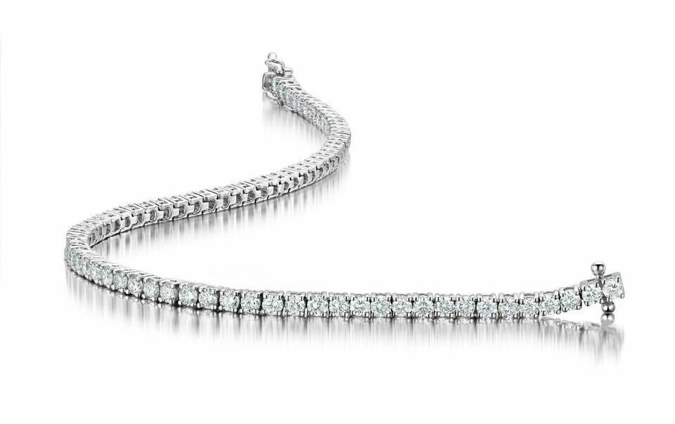 14k White Gold 4.76CT Round Lab Grown Diamond Certify Wedding Tennis Bracelet