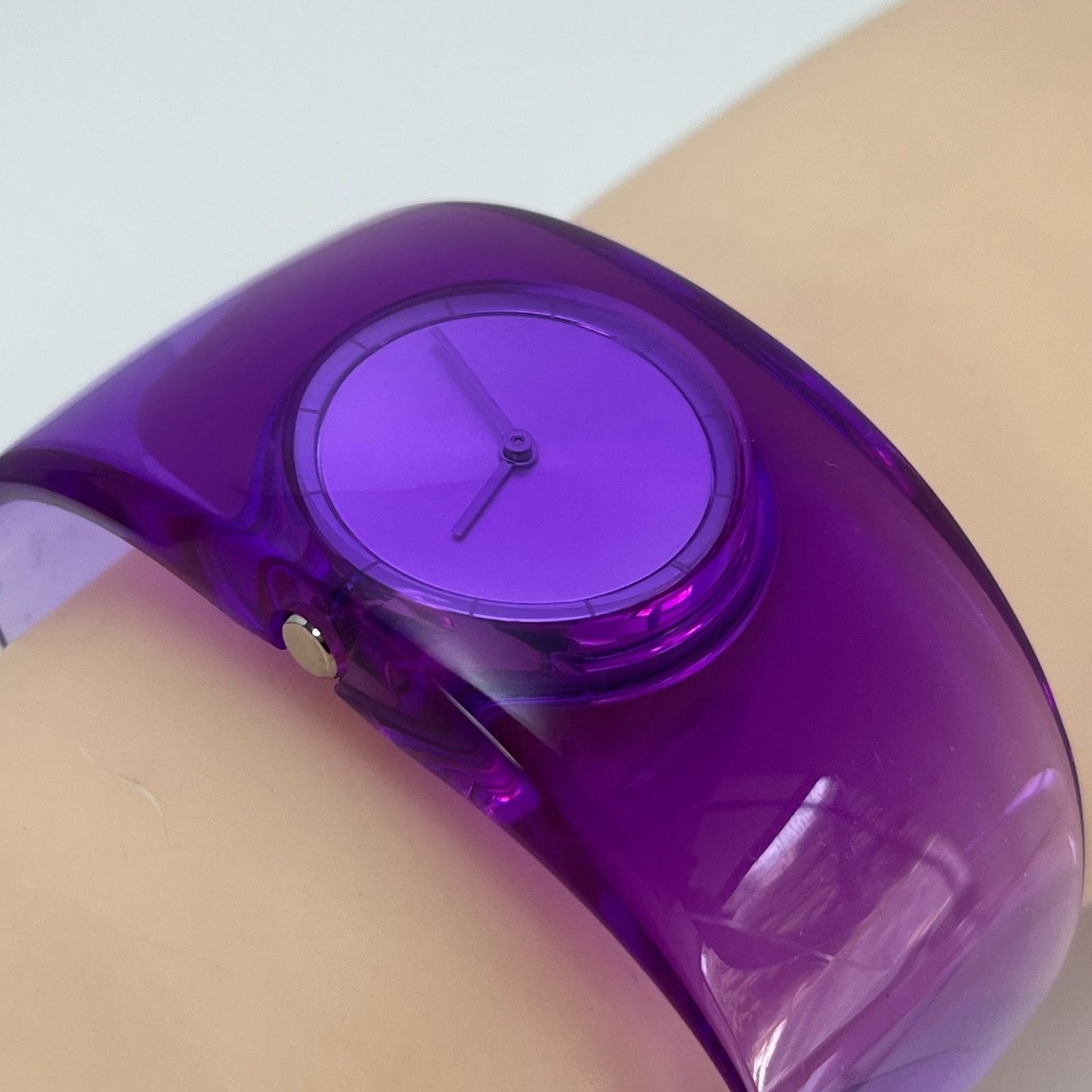Seiko Issey Miyake O TOKUJIN YOSHIOKA Qz Japan Purple Bangle Watch w/Box #571B