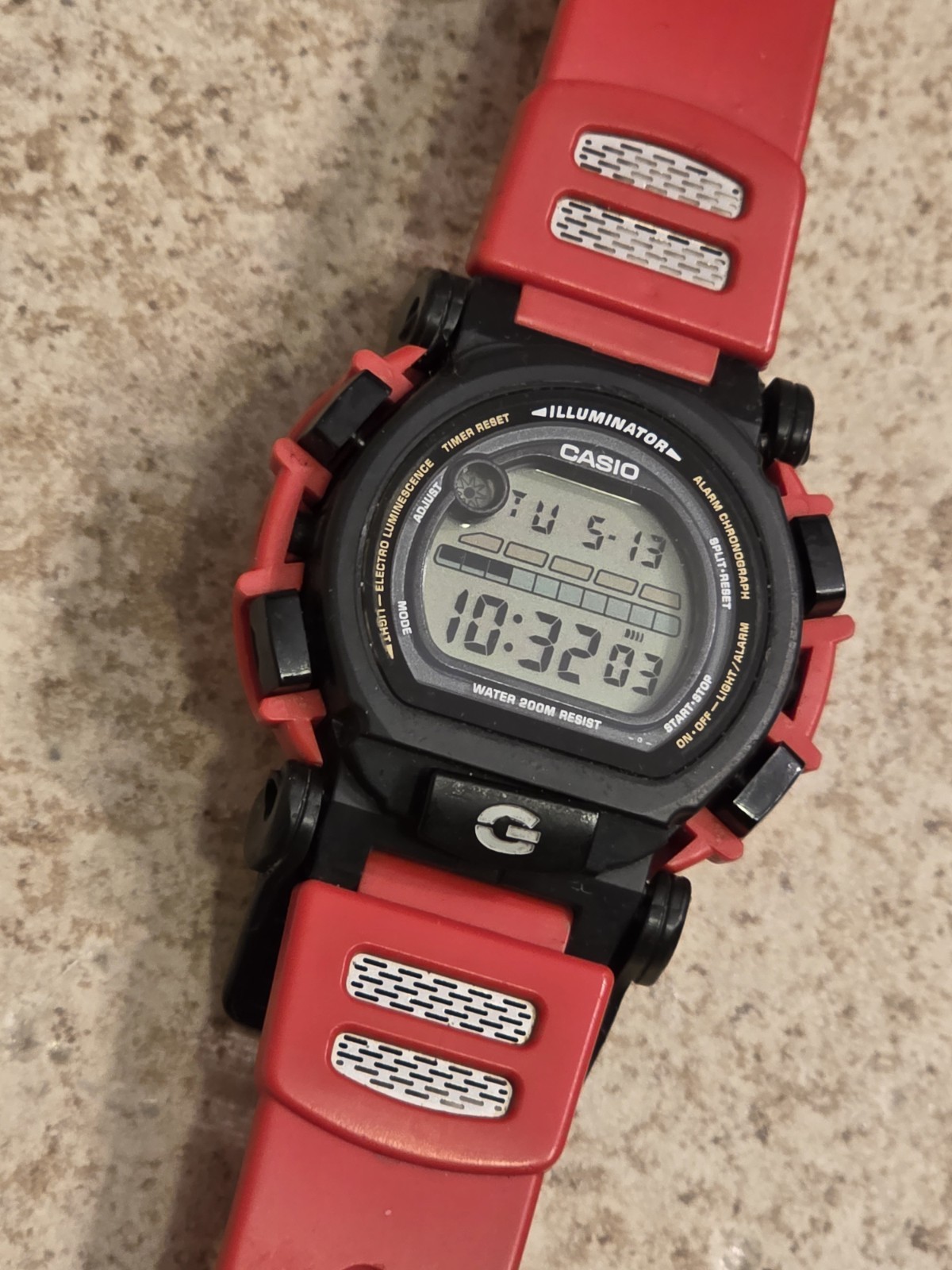 Casio G-Shock DW-003 1597 Watch Digital Black Red Round (WORKING) *PLEASE READ*