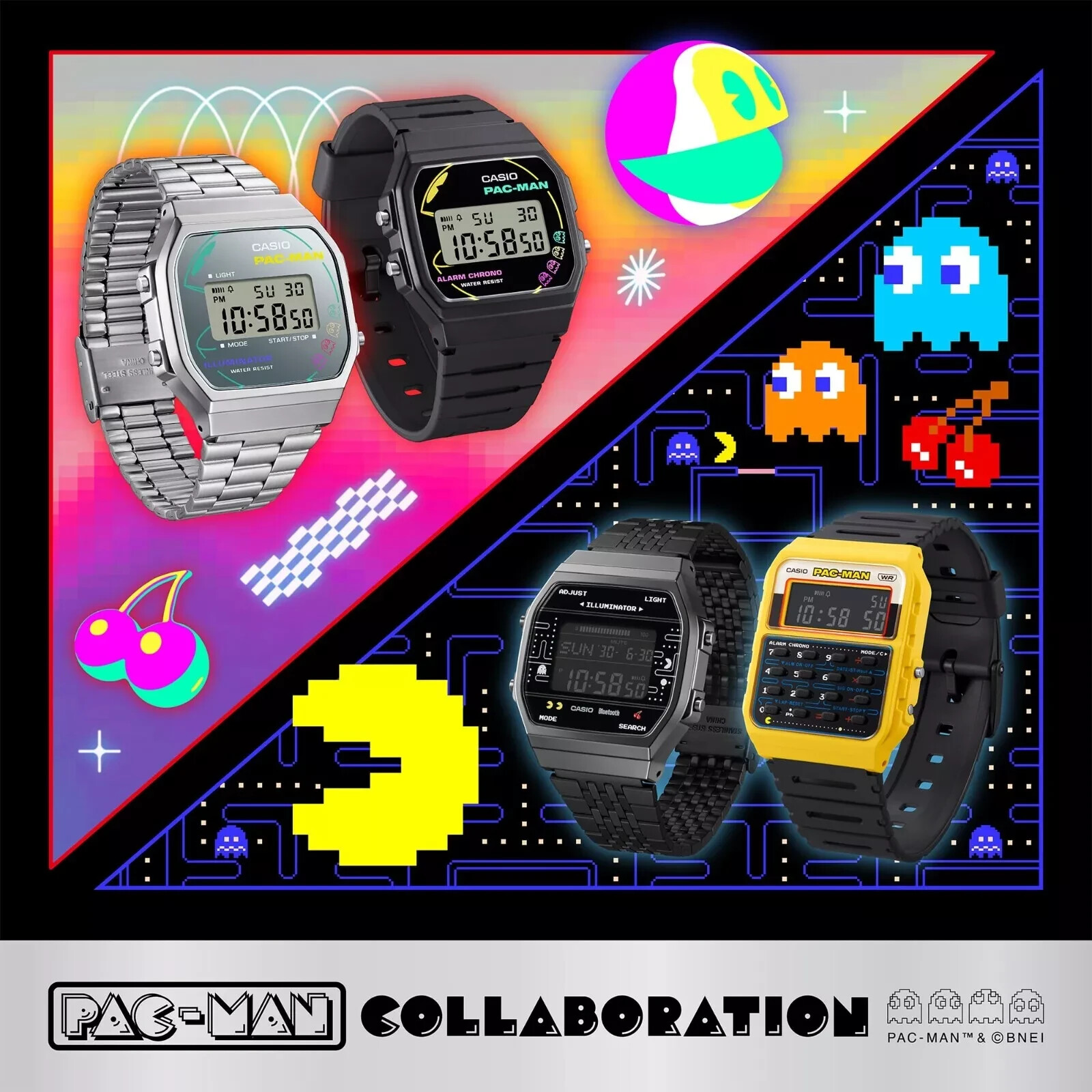 CASIO PAC-KMAN Watch CA-53WPC-1BJR Bandai Namco Entertainment Inc Japan New