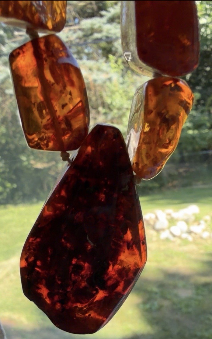 Vintage Natural Amber Necklace 66.8g Hand Knotted Graduated Beads No Clasp. 26”