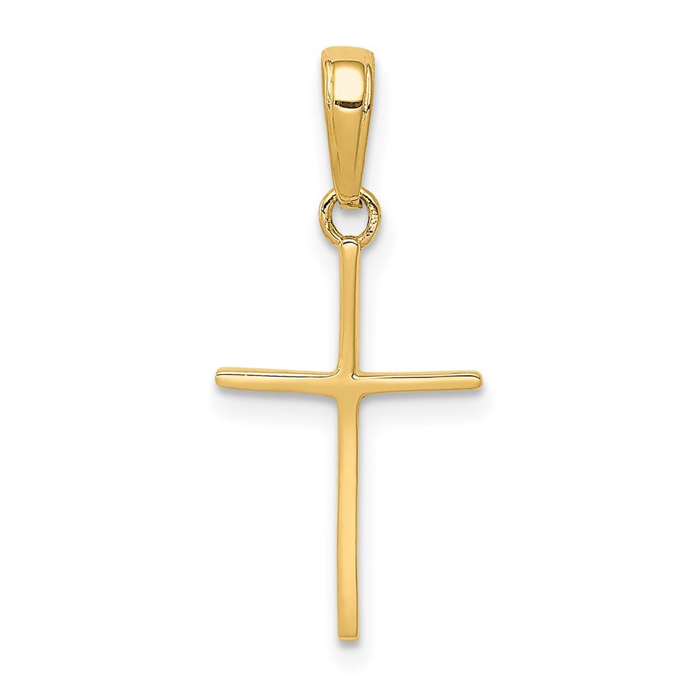 14k Yellow Gold Polished Cross Charm Pendant L 24.3mm, W 10.8mm