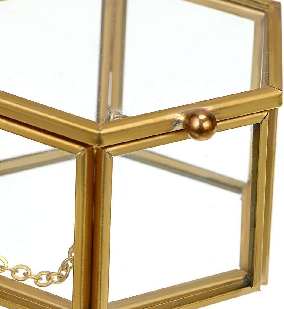 Stylish Vintage Jewelry Box – Gold Glass Keepsake Organizer for Rings & More