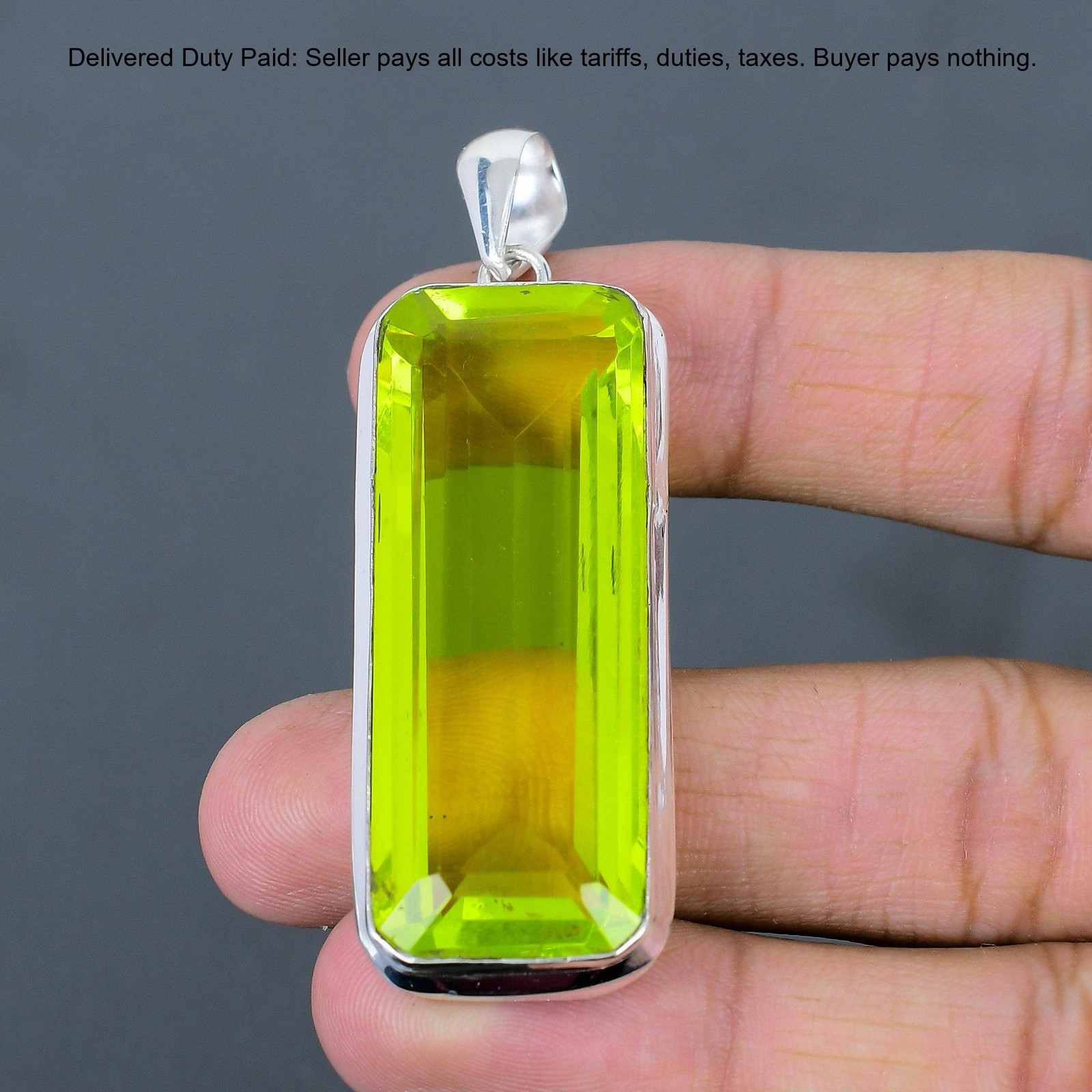 Radiant Lemon Topaz Stone 925 Sterling Silver Bezel Anniversary Pendant Jewelry