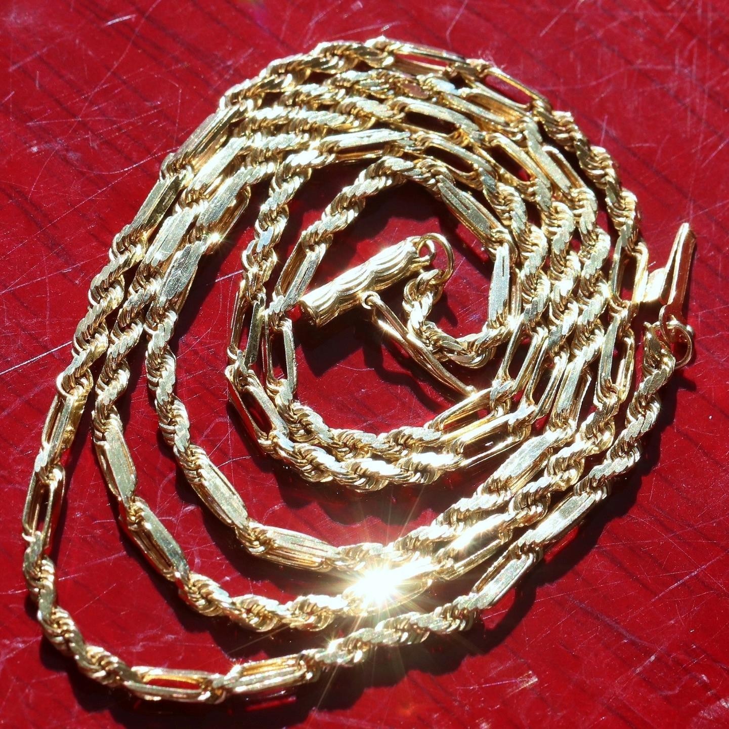 14k yellow gold necklace 20.0″ Figarope chain vintage 7.90gr N3637 Fortunoff