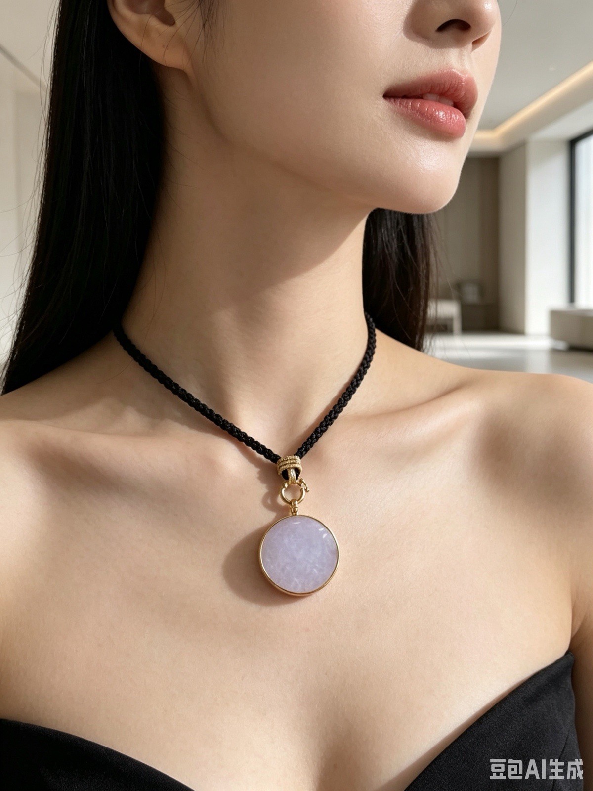 Natural Burmese violet jade, set in genuine 18K gold