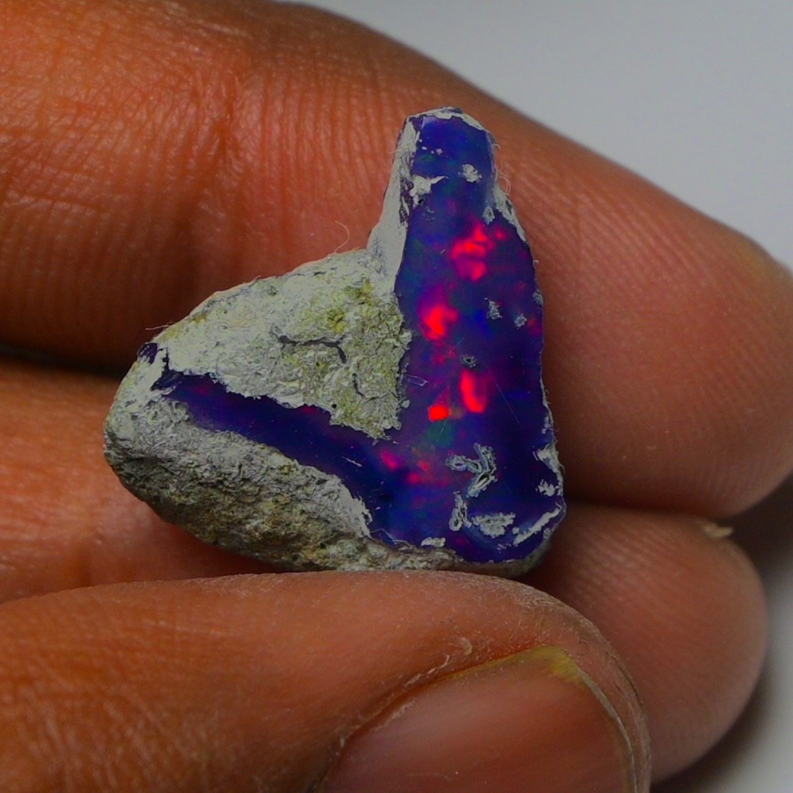 Blue Ethiopian Opal Rough 6.45 cts Smoked Black Opal Raw, Fire Opal