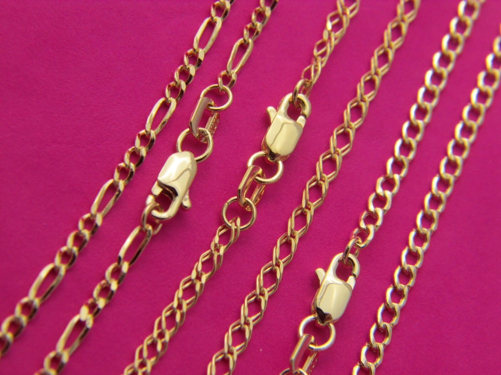 Real 10k gold chain diamond cut loose rope figaro cuban Cable Necklace