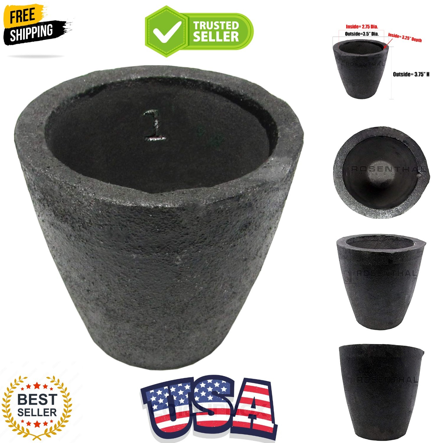 Clay Graphite Crucibles Black Foundry Cup Furnace Torch Melting Casting Refi…