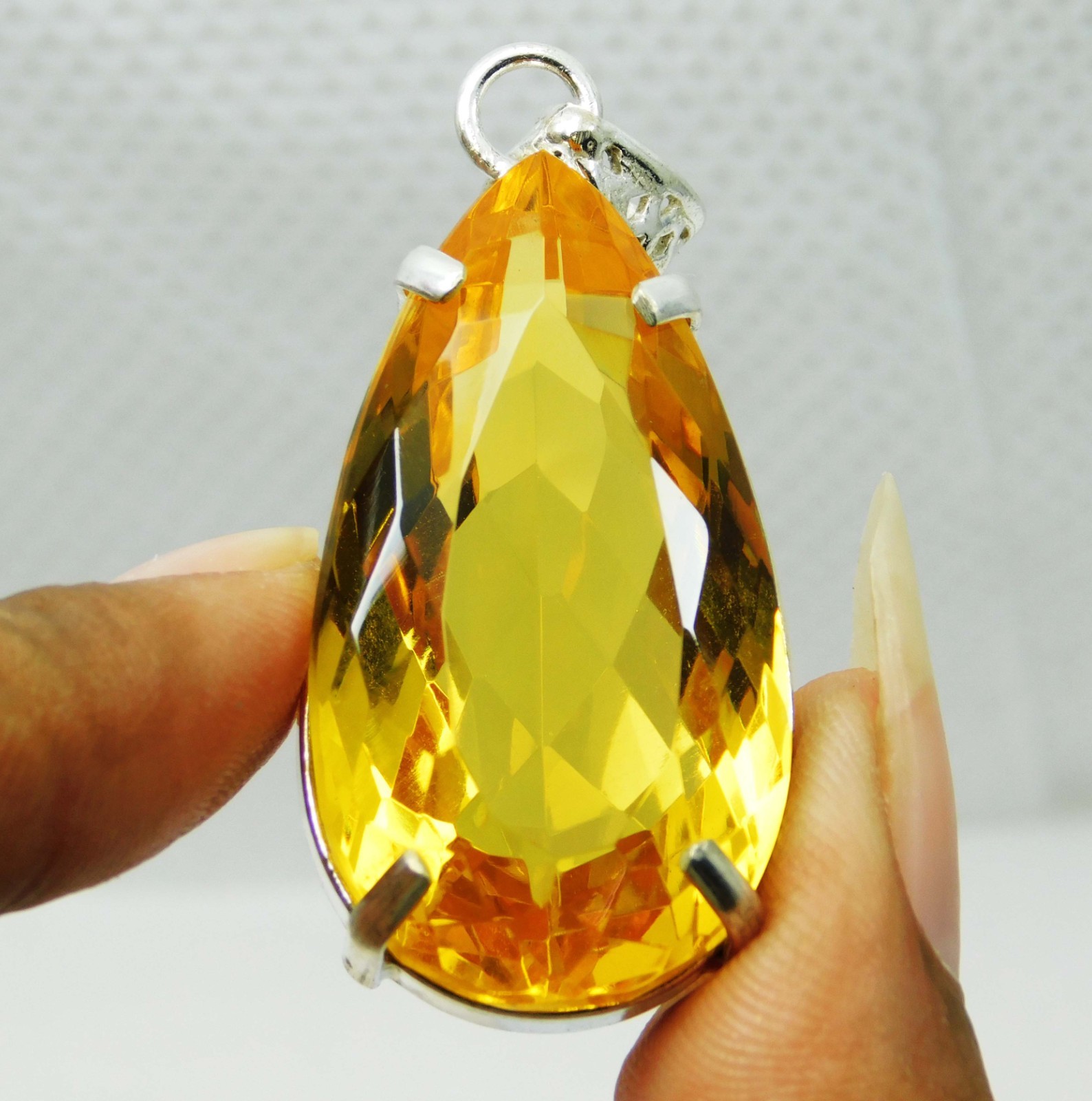 Certified 89.60 Ct Natural Yellow Topaz 925 Sterling Silver Gems Pendant