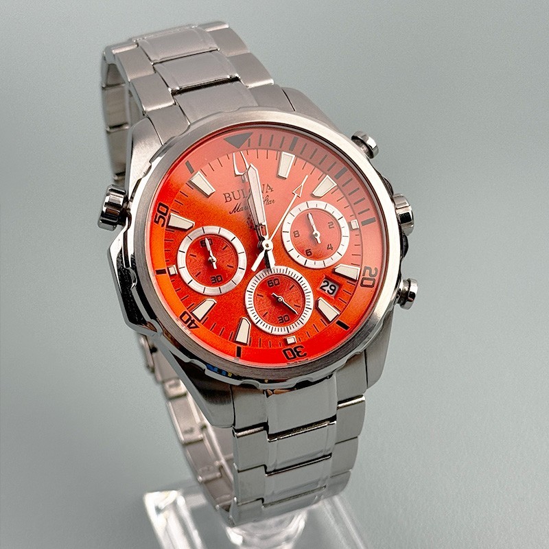 Bulova 96B395 Marine Star Orange Dial Chronograph Men’s Quartz Watch 43mm