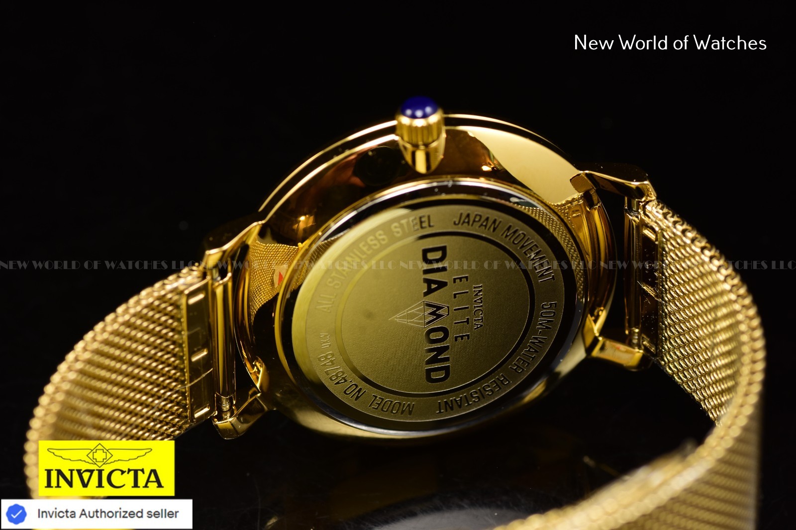 Invicta Elite Diamond 38mm 0.32 Carat Diamond Unisex Gold-Tone Mesh Ladies Watch