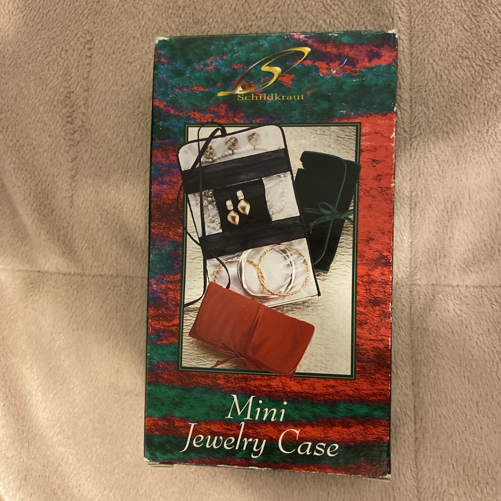 Vintage Schildkraut Mini Red Velvet Soft Travel Jewelry Case