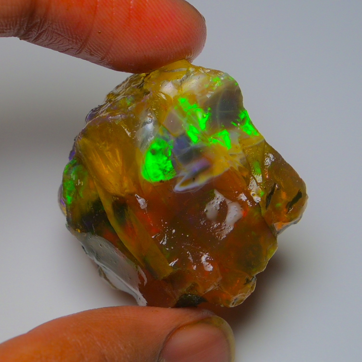 Ethiopian Oil Opal Specimen 99.20 cts Natural Rough Gemstone – Fire Opal Roug