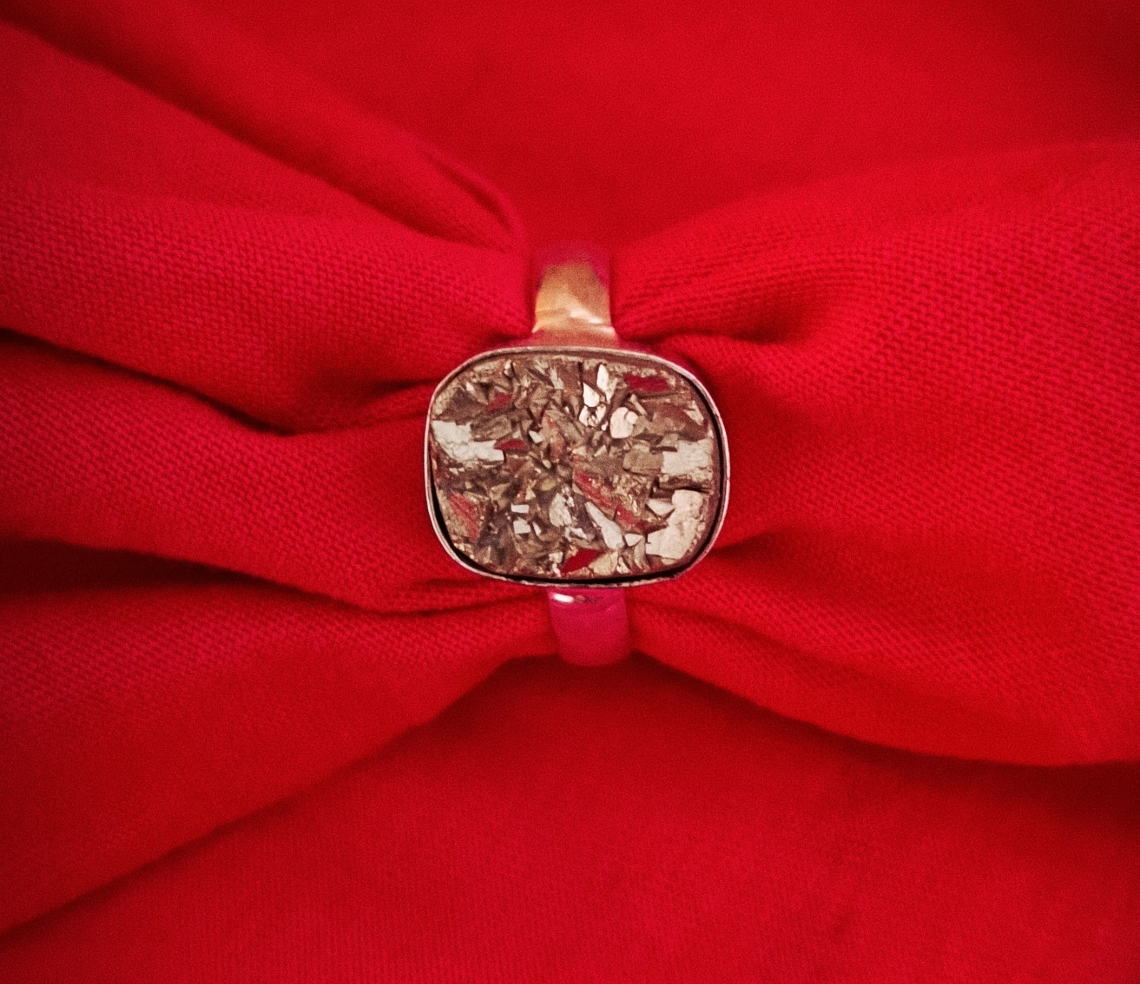 Handmade Silver Tone Ring with Copper-Brown Textured Stone – Unique Boho Jewelry