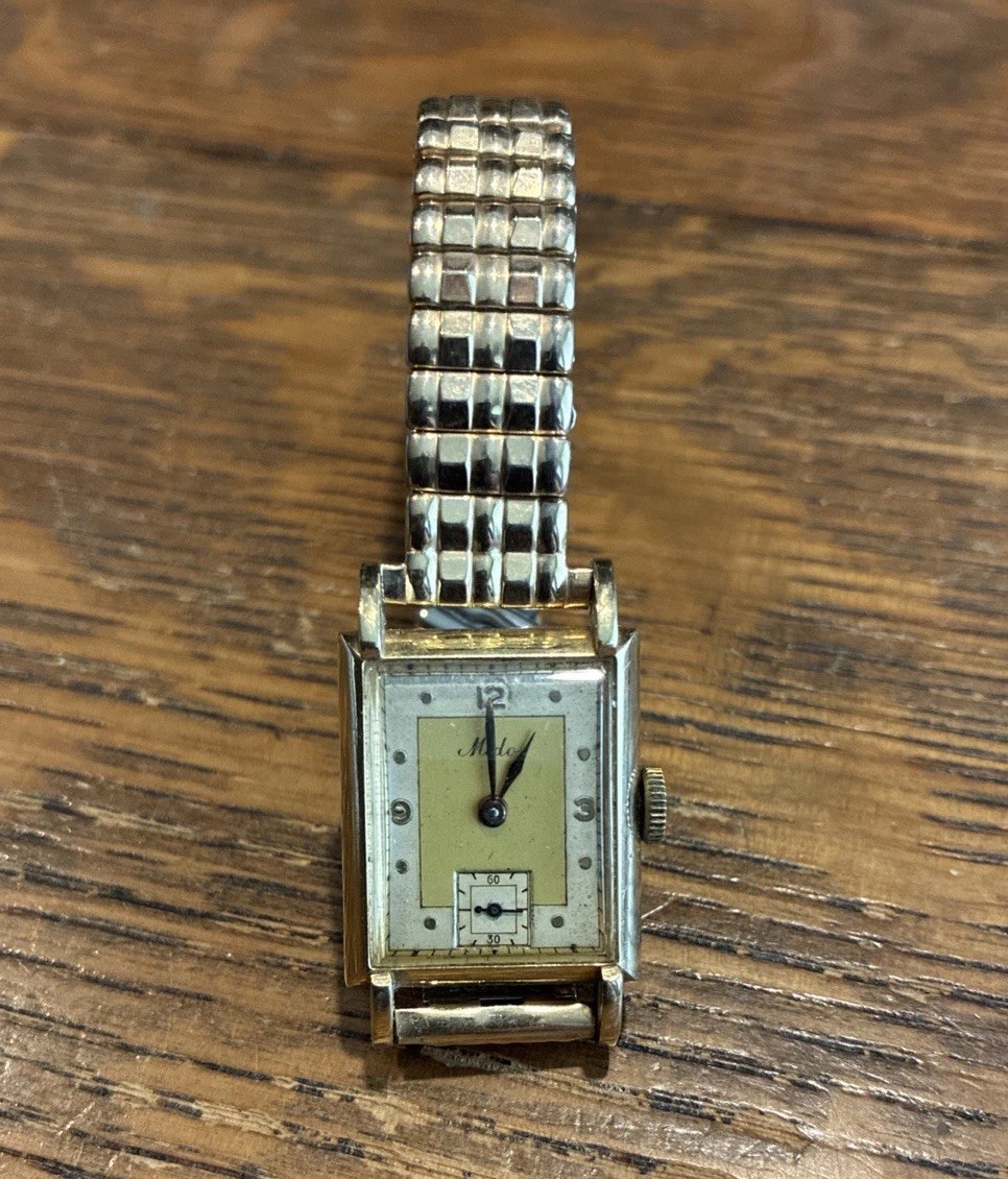 Vintage Mido 14k Gold Filled Mechanical Tank Style Watch Running