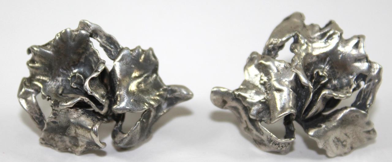Vintage Sterling Orchid Screw Back Earrings Joseff of Hollywood See Description