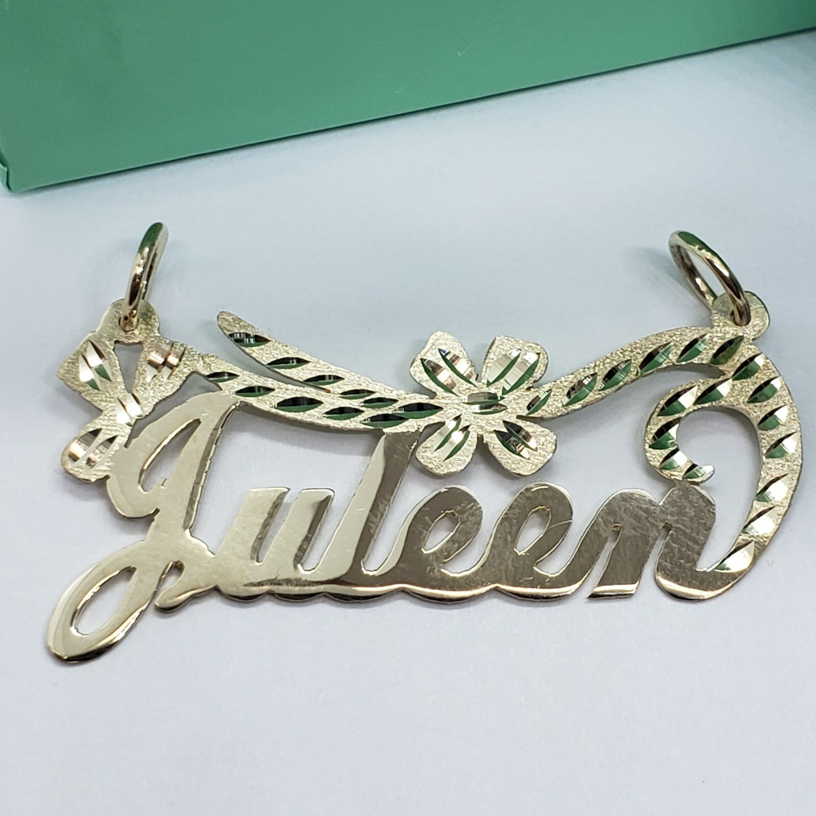14K Solid Yellow Gold Personalized/Custom Name Pendant with/out Singapore chain