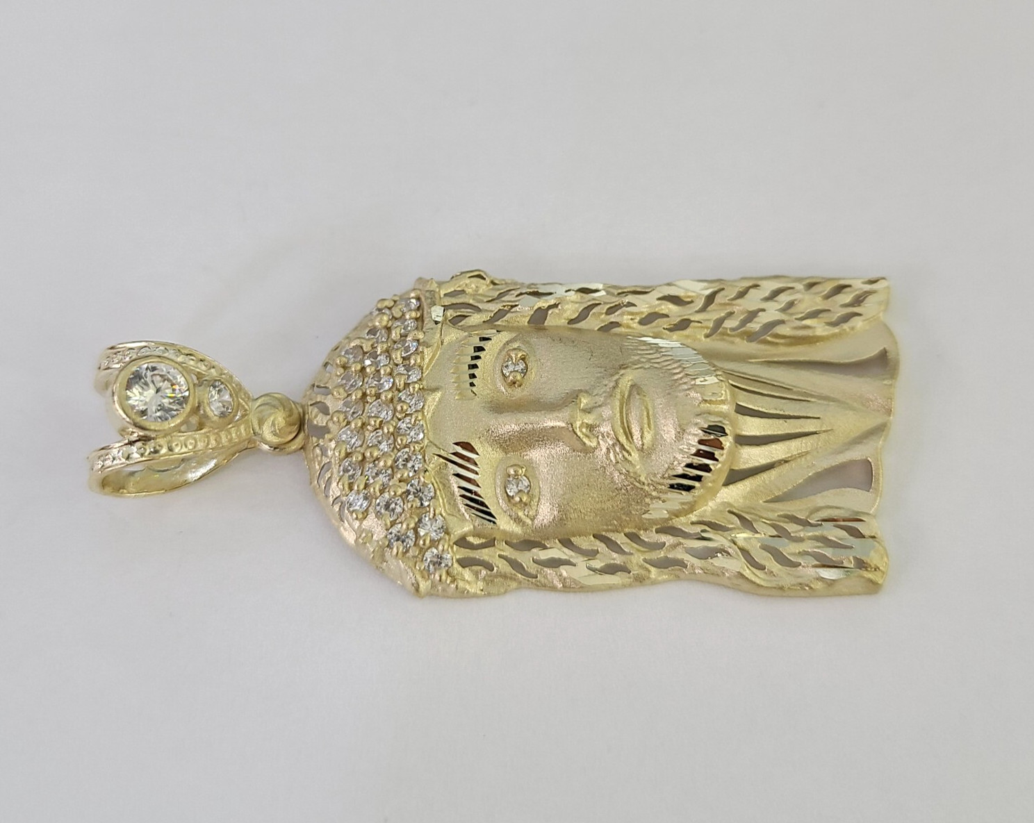 10K Yellow Gold Jesus Head Charm Pendant Chain Real 10kt Genuine