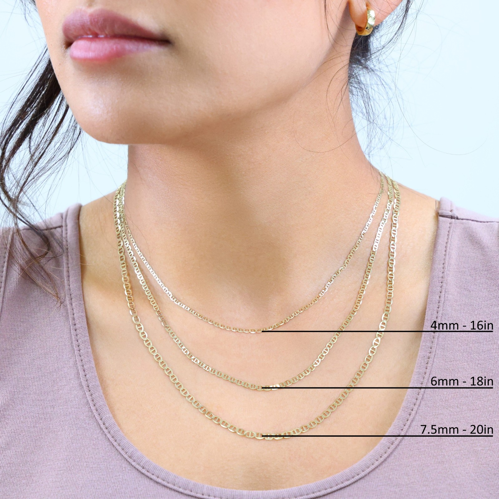 14K Yellow Gold Solid 2mm-7.5mm Mariner Anchor Flat Link Chain Necklace 16″- 30″