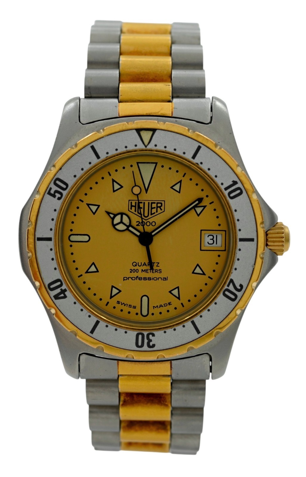 Heuer (Pre-Tag) 38mm Men’s Professional 2000 Series Two-Tone Watch Ref: 974.006!