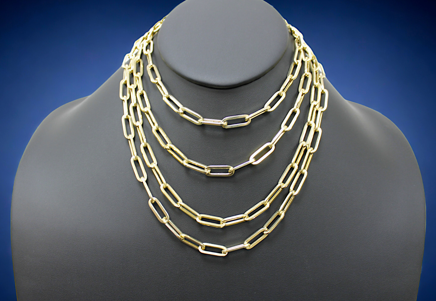 14K Yellow Gold 2mm-7mm Oval Paperclip Necklace Bracelet Chain Link Real 7″-30″