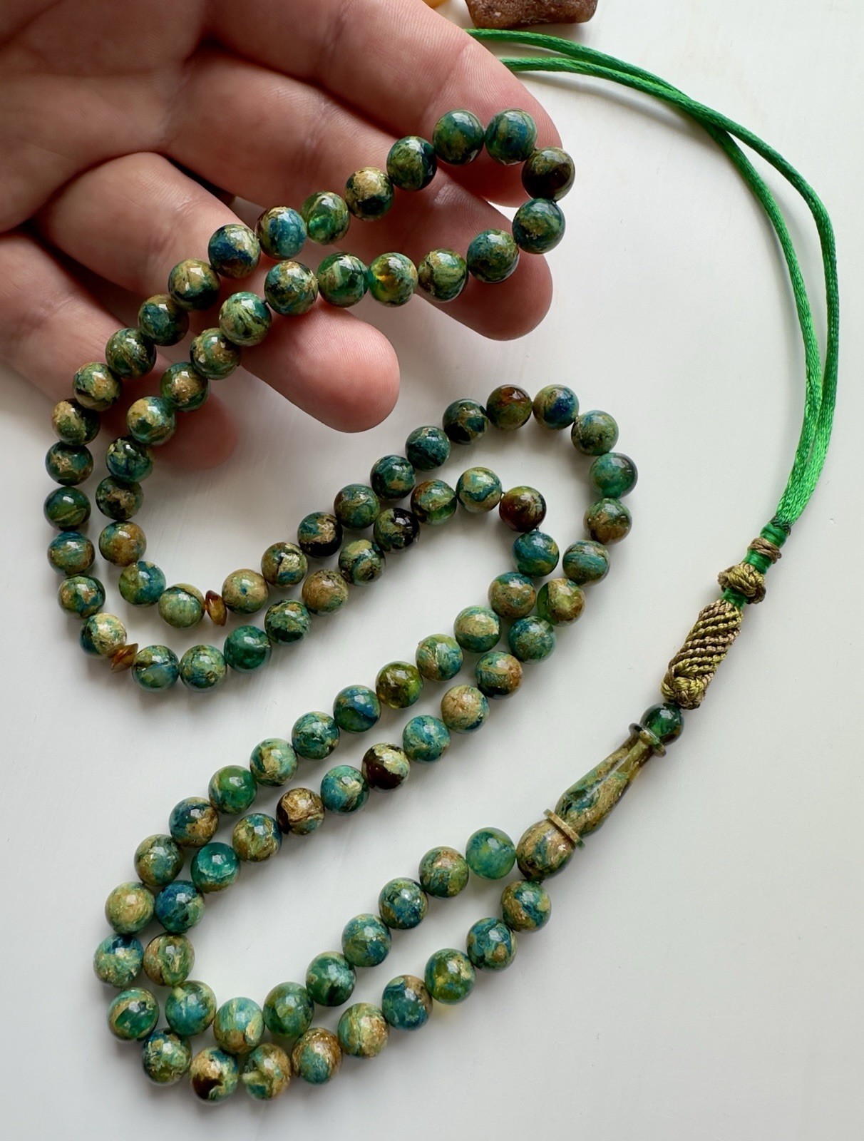 Baltic Amber 40g. Islamic Prayer Rosary Colored Round 99 Beads Tasbih Pressed