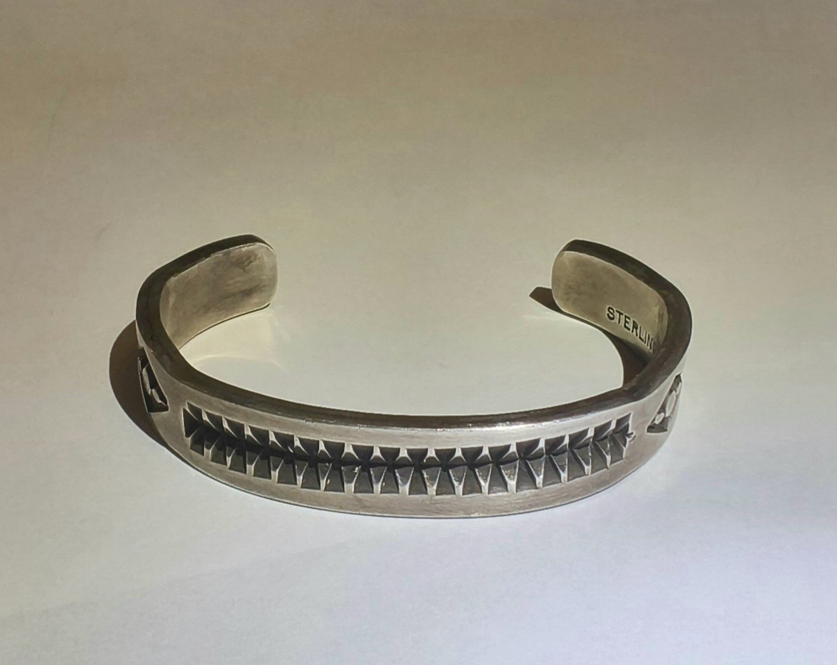 Vintage Navajo Emerson Bill Sterling Silver Cuff 7 1/2″