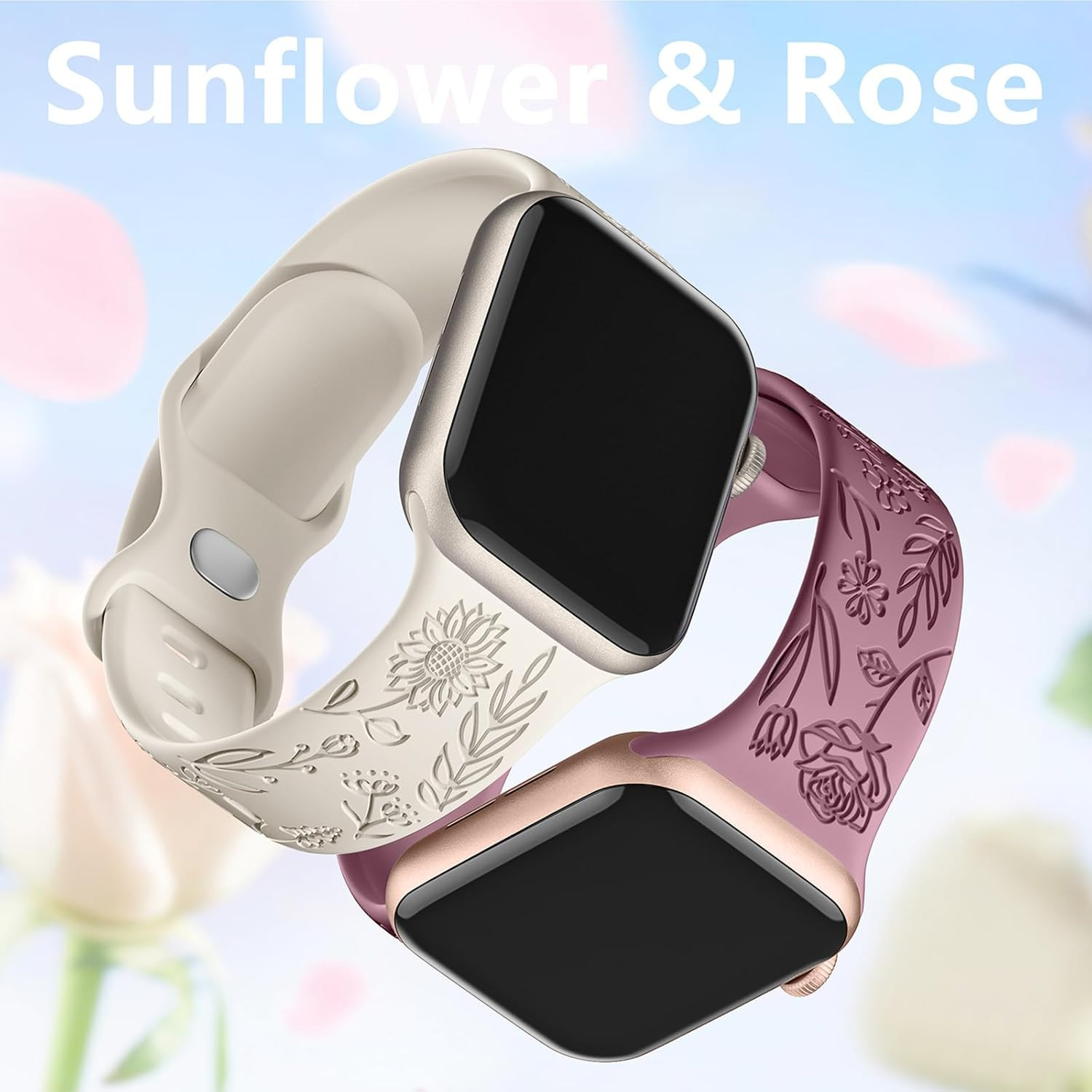 SNBLK 6 Pack Floral Engraved Bands Compatible with Apple Watch Bands 40Mm 41Mm 4