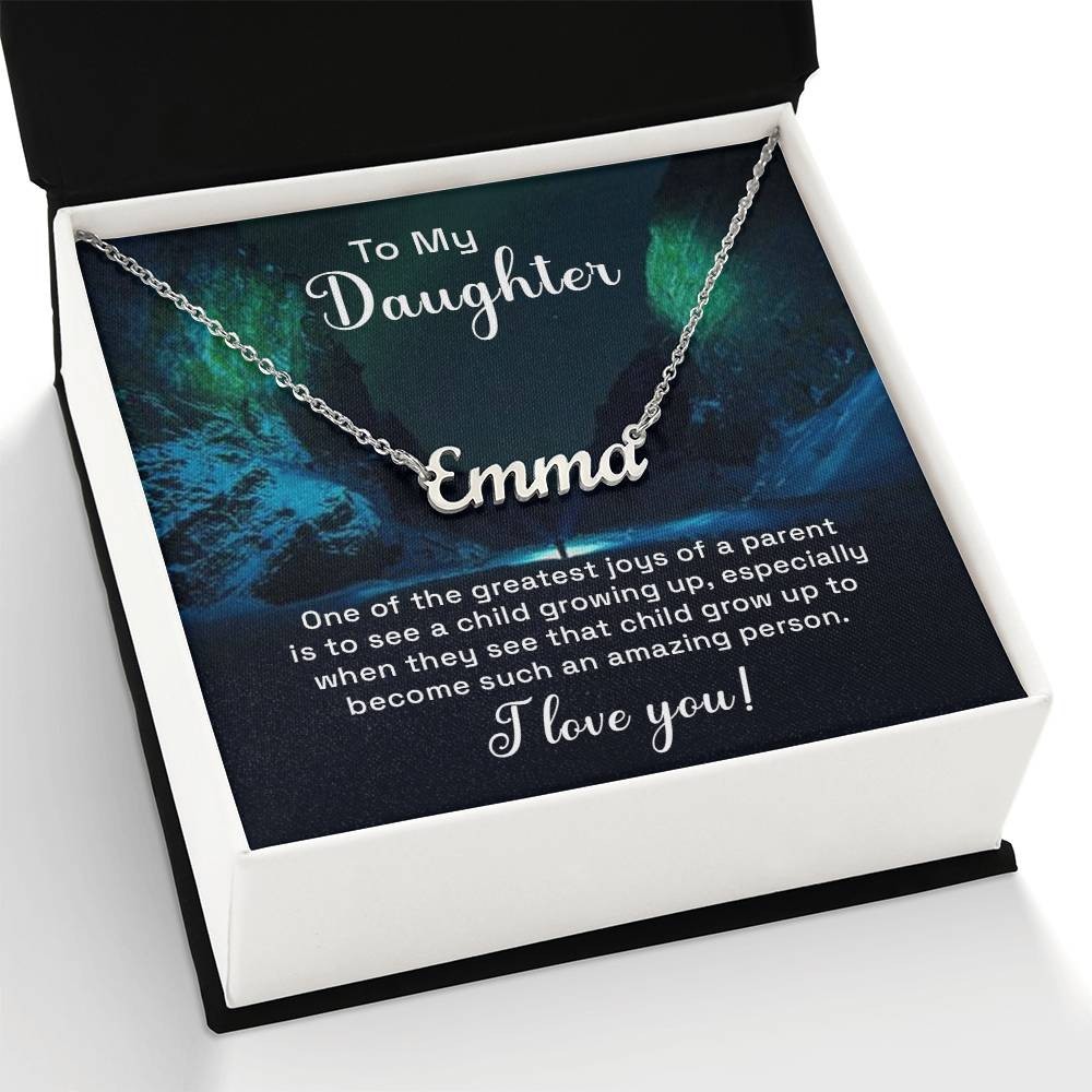 Personalized Name Necklace Gift for Daughter Custom Jewelry From Mom Dad