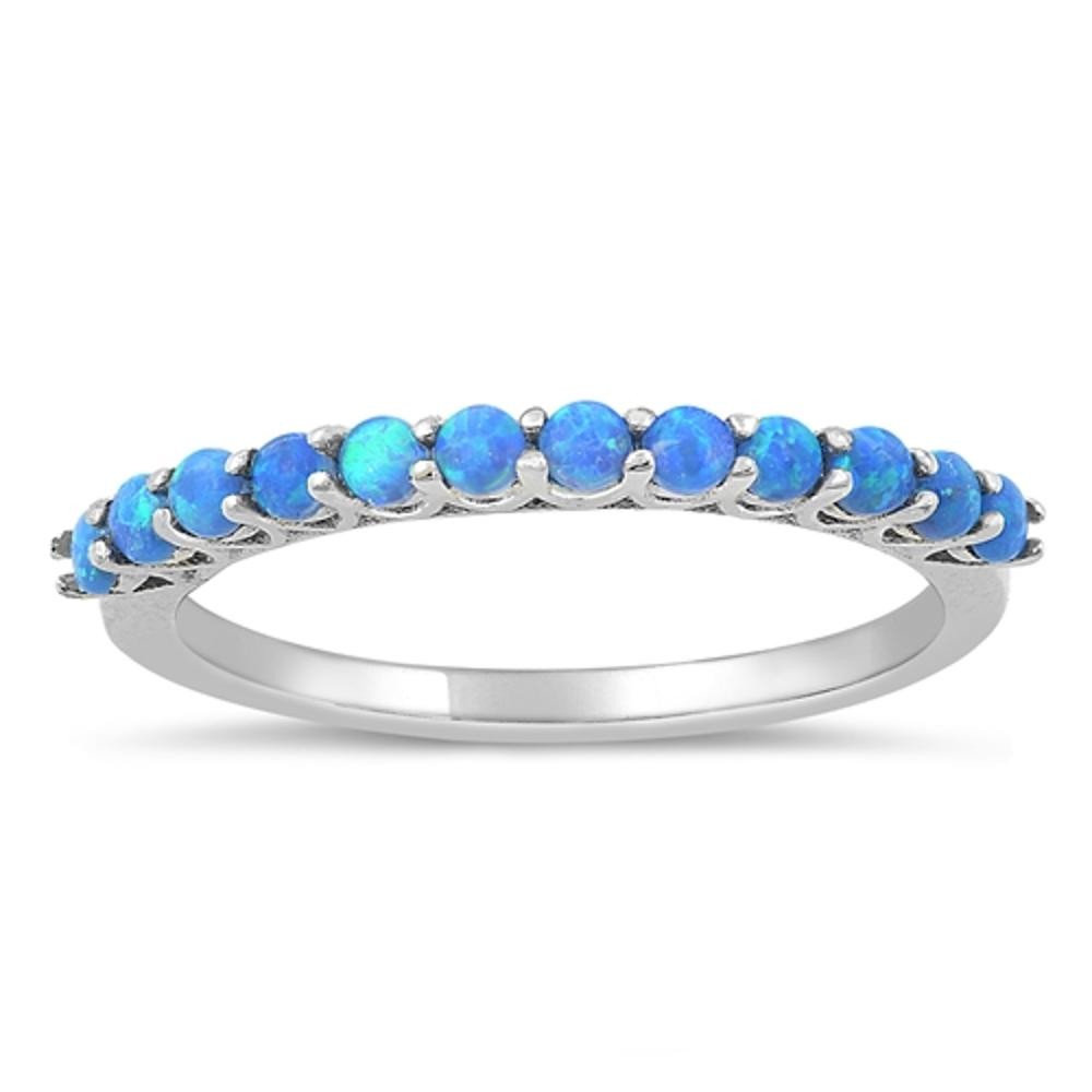 Blue Lab Opal Beautiful Ring New .925 Sterling Silver Stacking Band Sizes 5-10