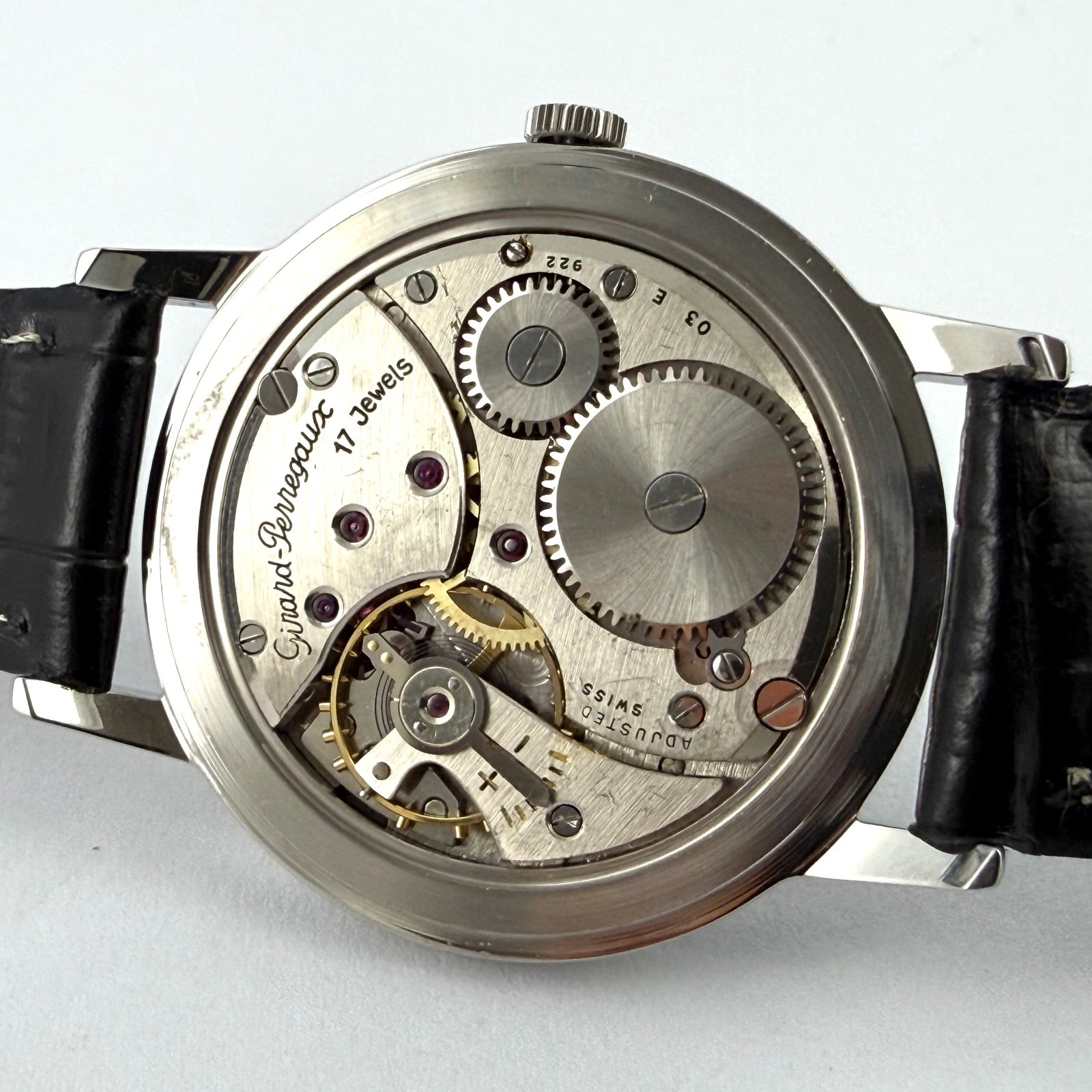 SWISS MADE OVERSIZED GIRARD PERREGAUX NICE BLACK DIAL MANUAL WIND GENTS WATCH
