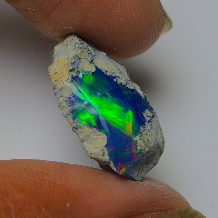 Blue Ethiopian Opal Rough 6.45 cts Smoked Black Opal Raw, Fire Opal