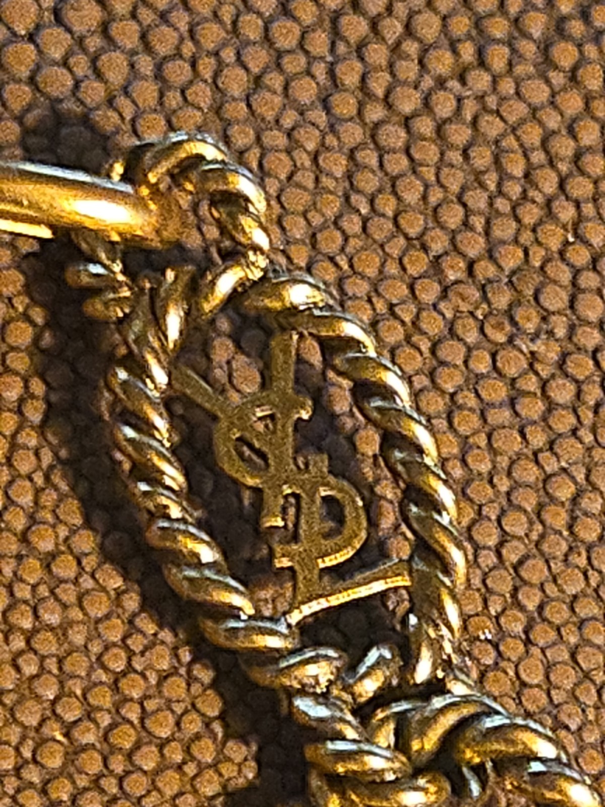 Vintage YSL Yves Saint Laurent Gold Tone Rope Link Red Cabochon Statement…