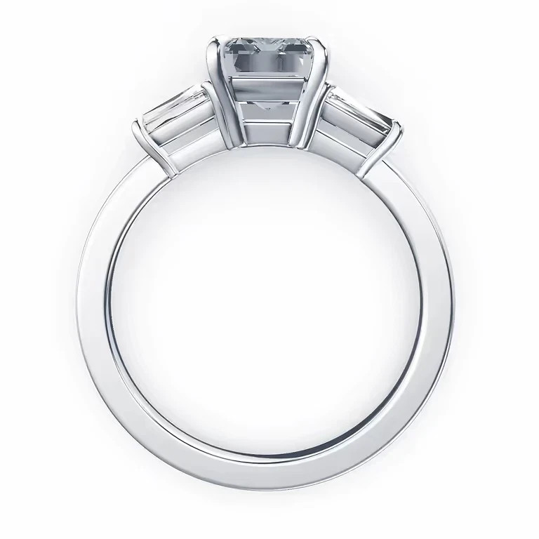 950 Platinum IGI Lab Grown Diamond Ring Fancy Intense Blue 3.20 Ct Emerald Cut
