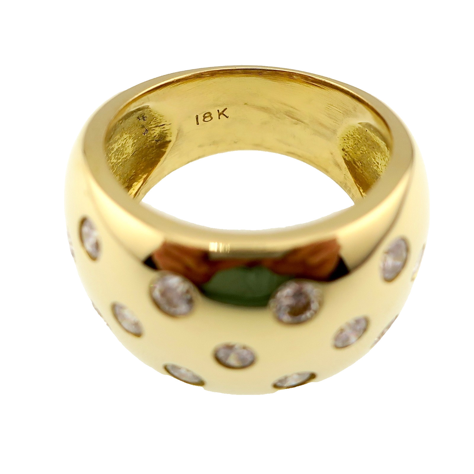 Classy 18k Slid Yellow Gold 1ct Natural Diamond 13.25mm Wide Band Ring Size 6.25