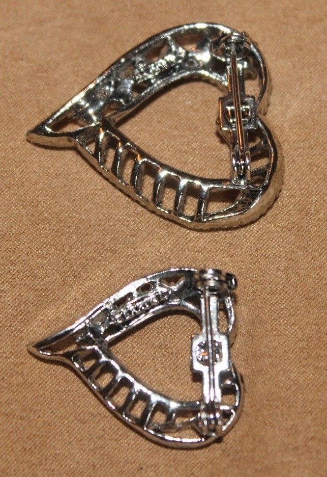 Signed Gerry’s Vintage Pair of Heart Brooches, Pins -Small & Large Sizes