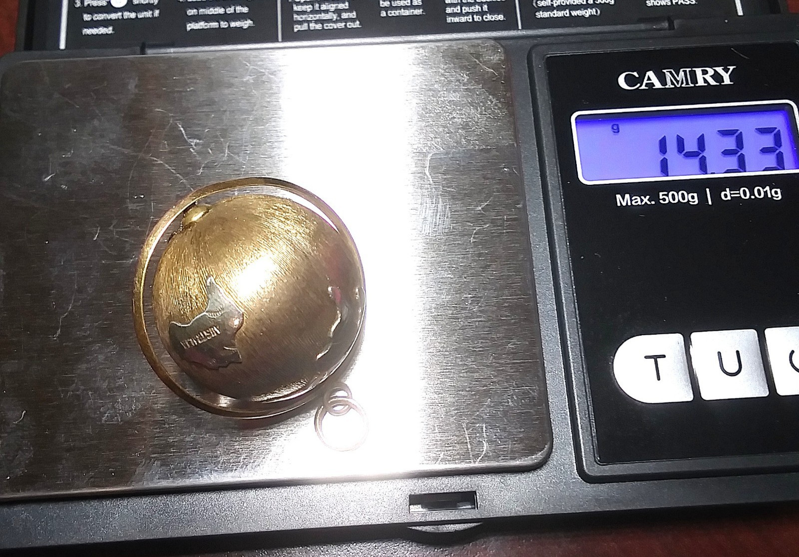 Vintage 14k Gold 14.33g Large 1.5″ Spinning World Globe Pendant Mechanical Earth