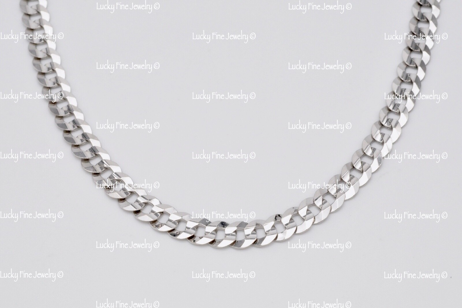 Real 14k White gold Miami Curb chain necklace 20-24 inches 6.50 mm