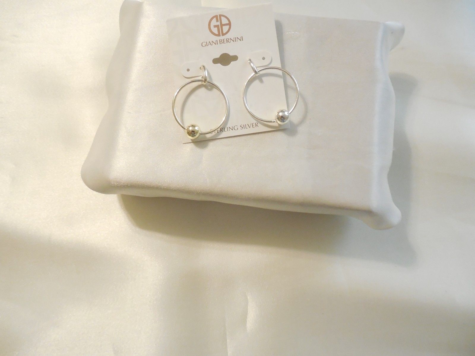 Giani Bernini 1-5/8″ Sterling Silver Beaded Hoop Earrings A866