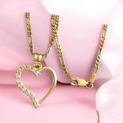10K Real Gold Heart Love Charm 20″ Necklace, Solid Gold 25mm Heart- GP06-1