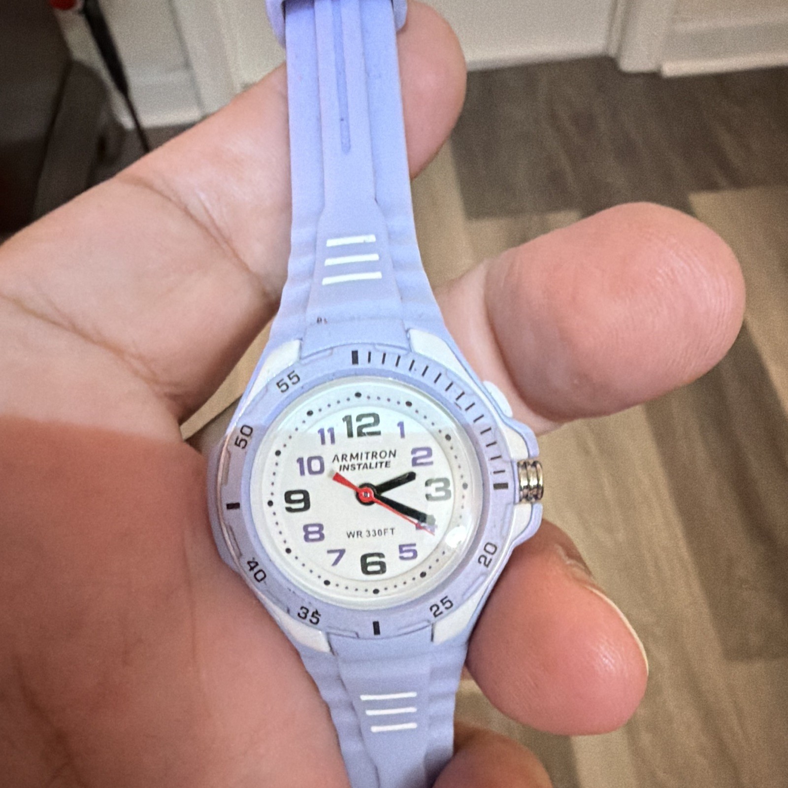 Armitron Instalite Quartz Analog Wristwatch Purple Resin Strap 100m WR